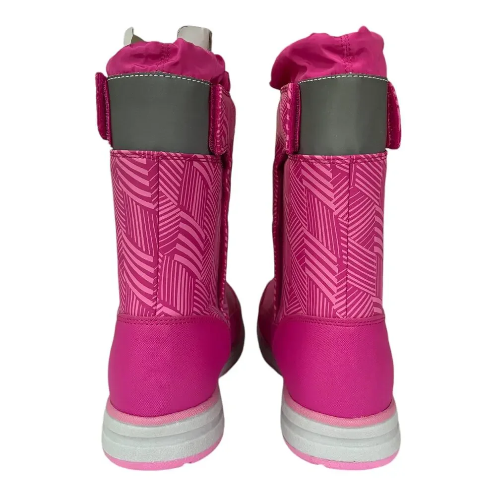 NEW Lands End Snow Flurry Winter Boot Raspberry Pink Geometric Pattern Big Kid 7
